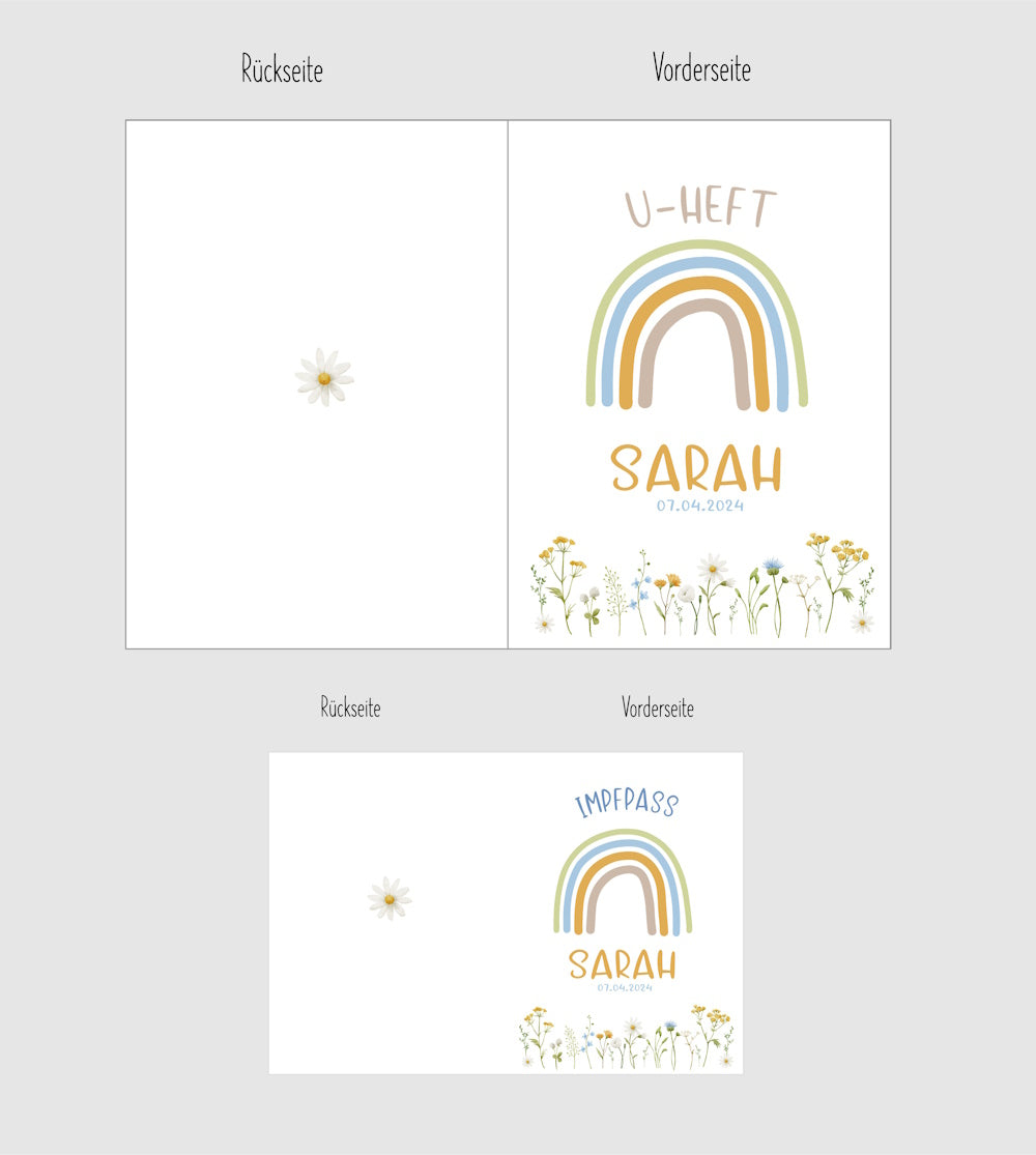 U Helft Hülle - Regenbogen und Name und Impfpass