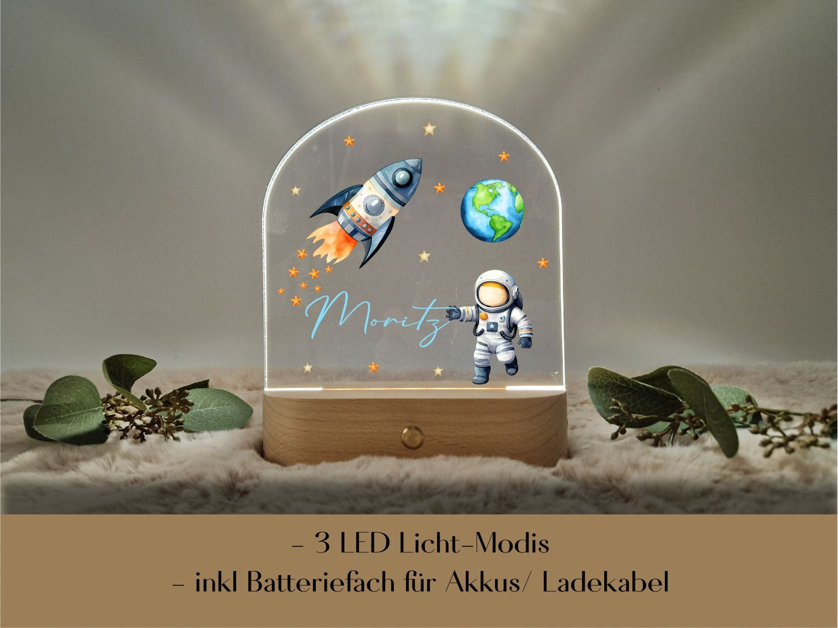LED Nachtlicht - Weltraum, Astronaut, Rakete und Erde