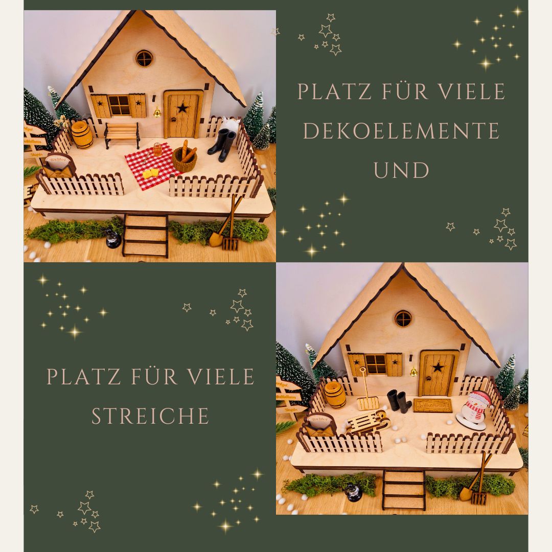 Wichtelhaus Tomte mit Dekoration