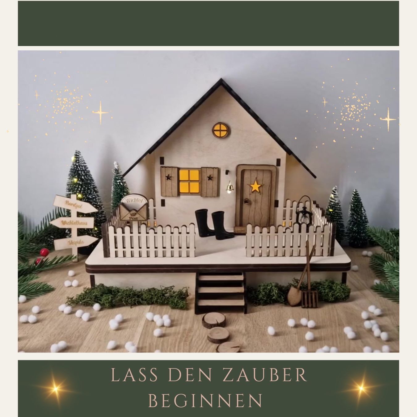Wichtelhaus Tomte - beleuchtet und Dekoration
