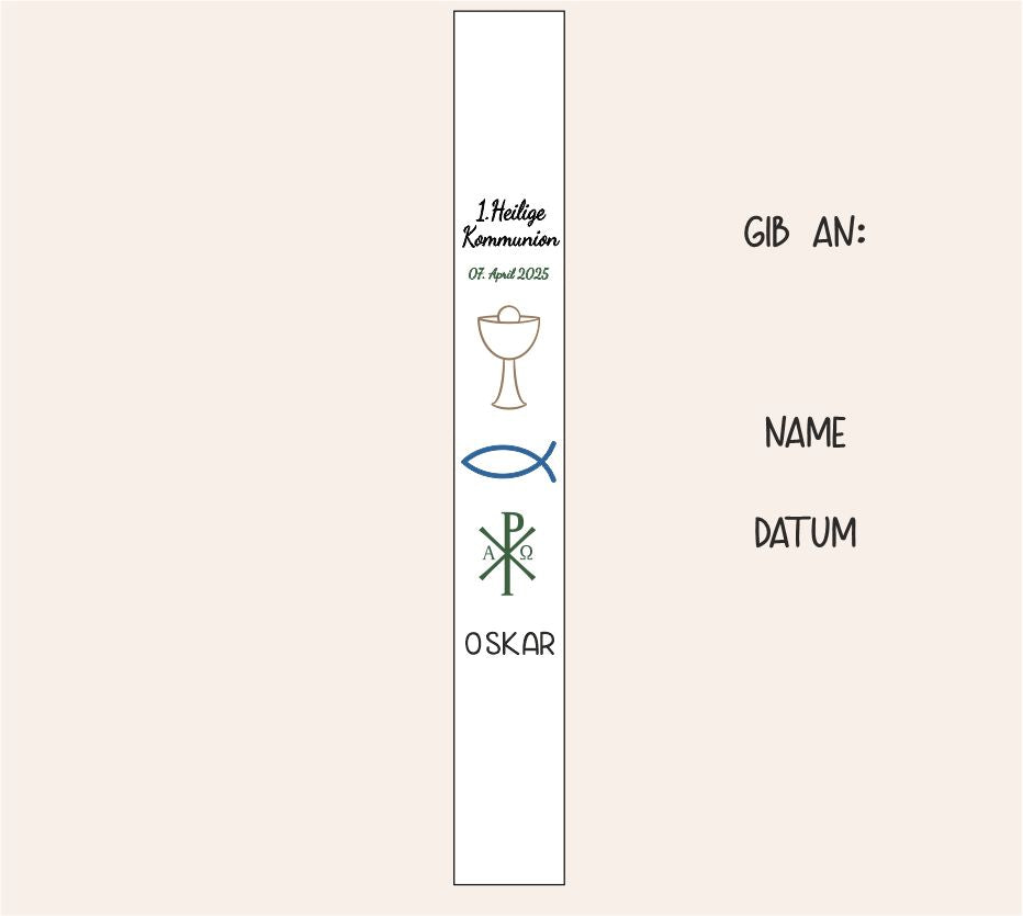 Kommunionkerze - religiöse Symbole