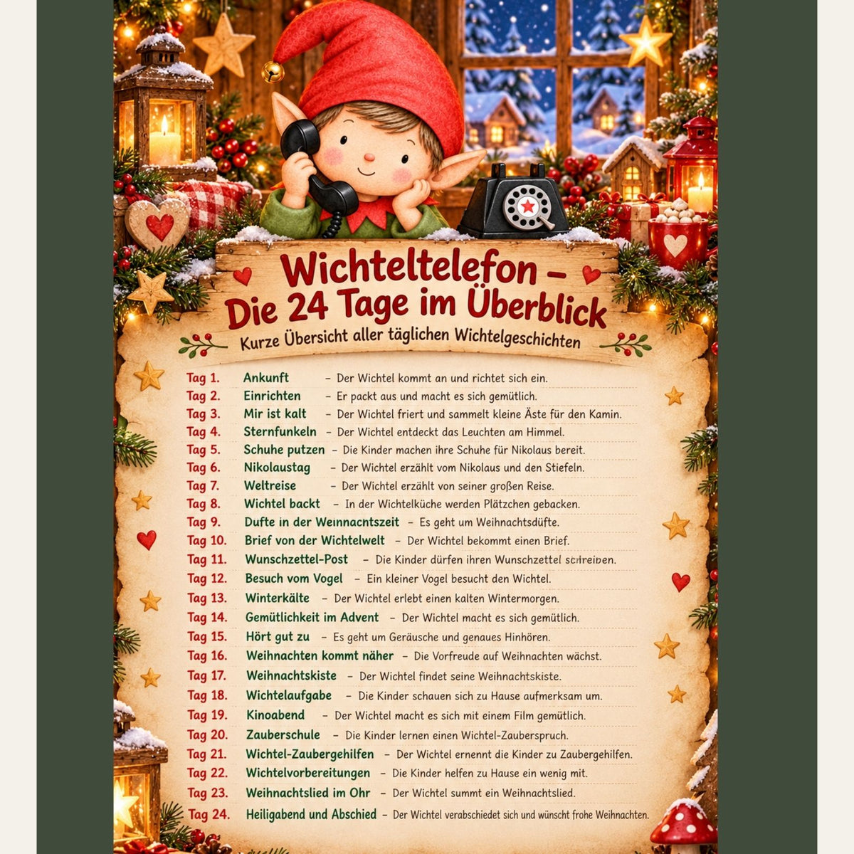 Wichteltelefon mit NFC – 24 tägliche Wichtelgeschichten vom 1.–24. Dezember