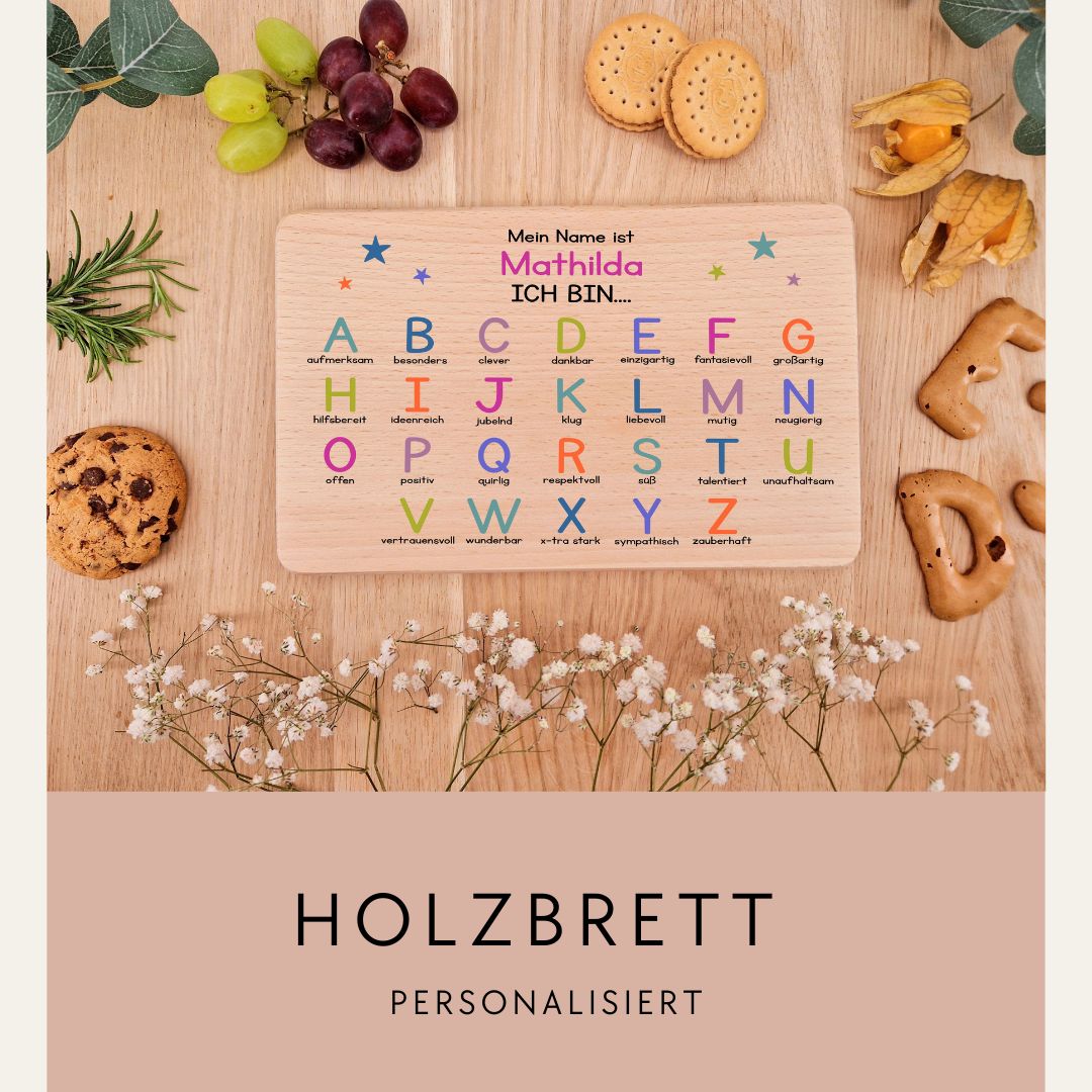 Buchenholz-Frühstücksbrettchen für Kinder Alphabet Motivation (Kopie)