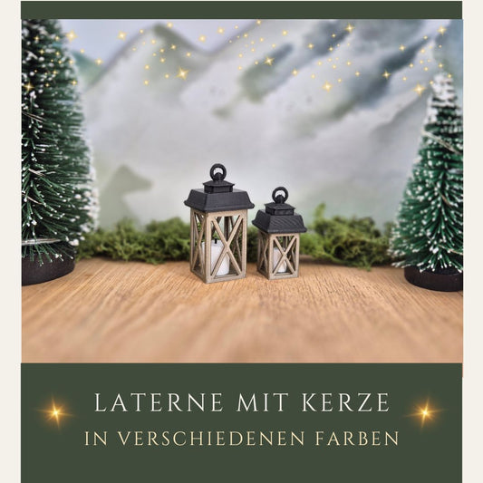 Miniatur-Laterne mit Kerze in 4 Farbvarianten