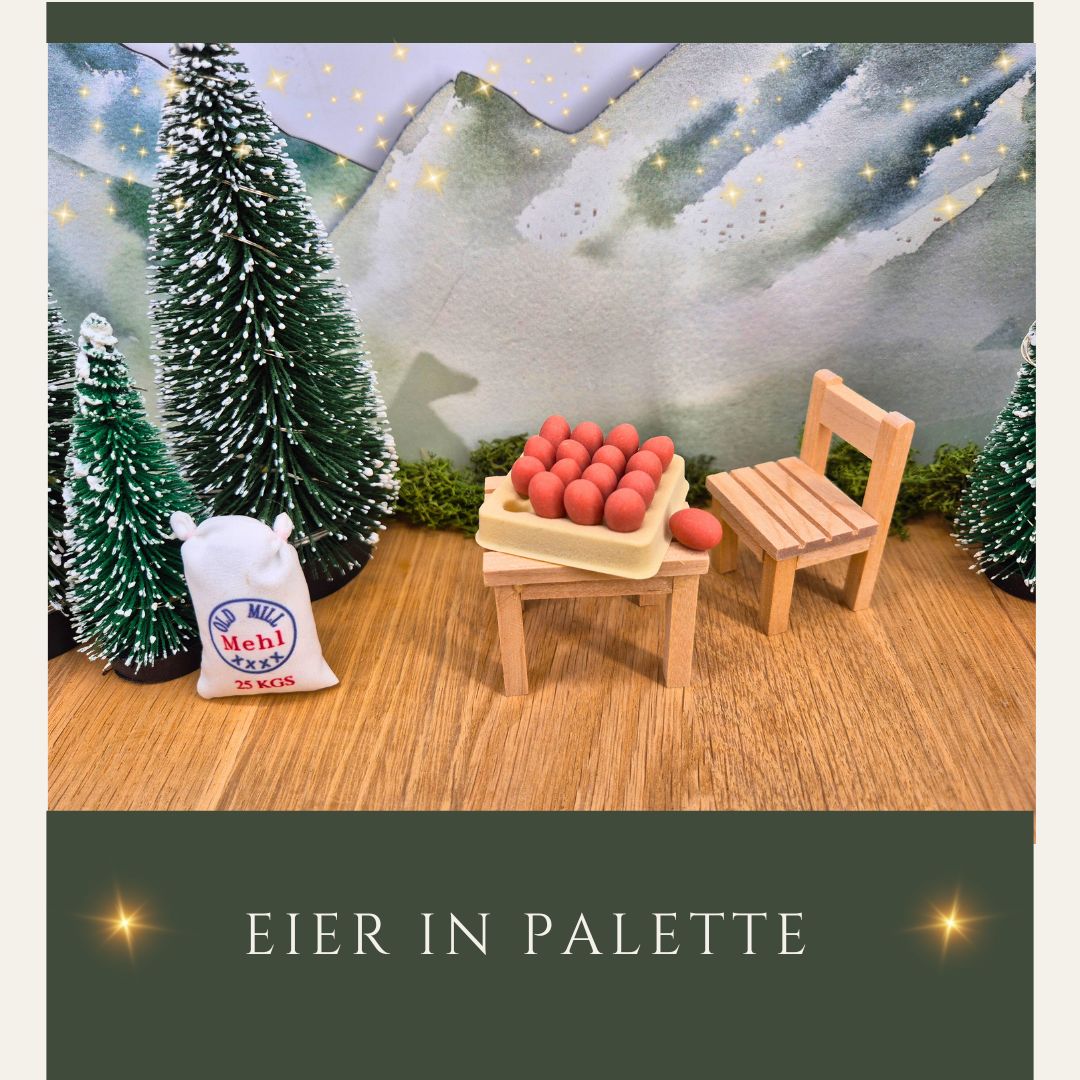 Miniatur-Eier in Palette