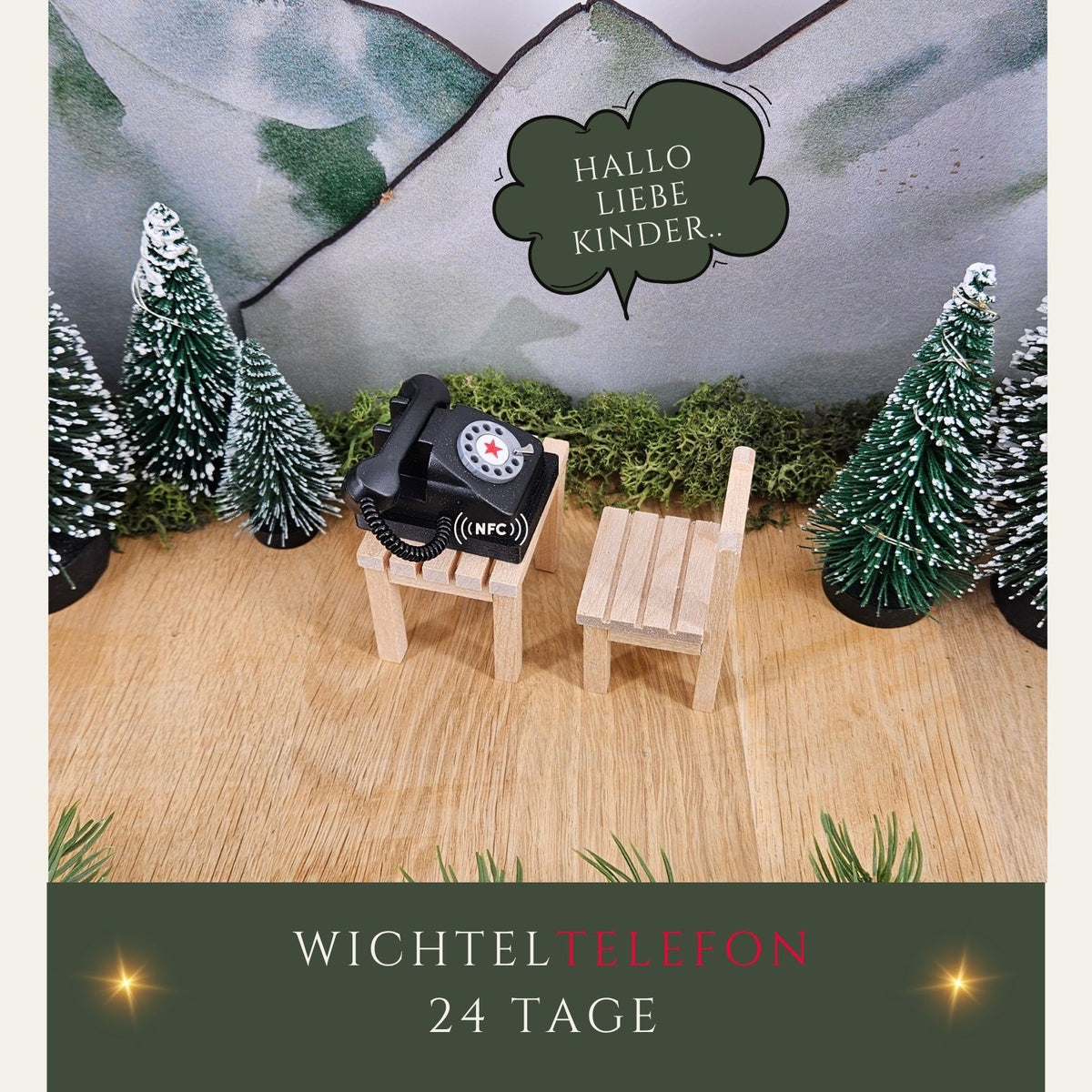 Wichteltelefon mit NFC – 24 tägliche Wichtelgeschichten vom 1.–24. Dezember
