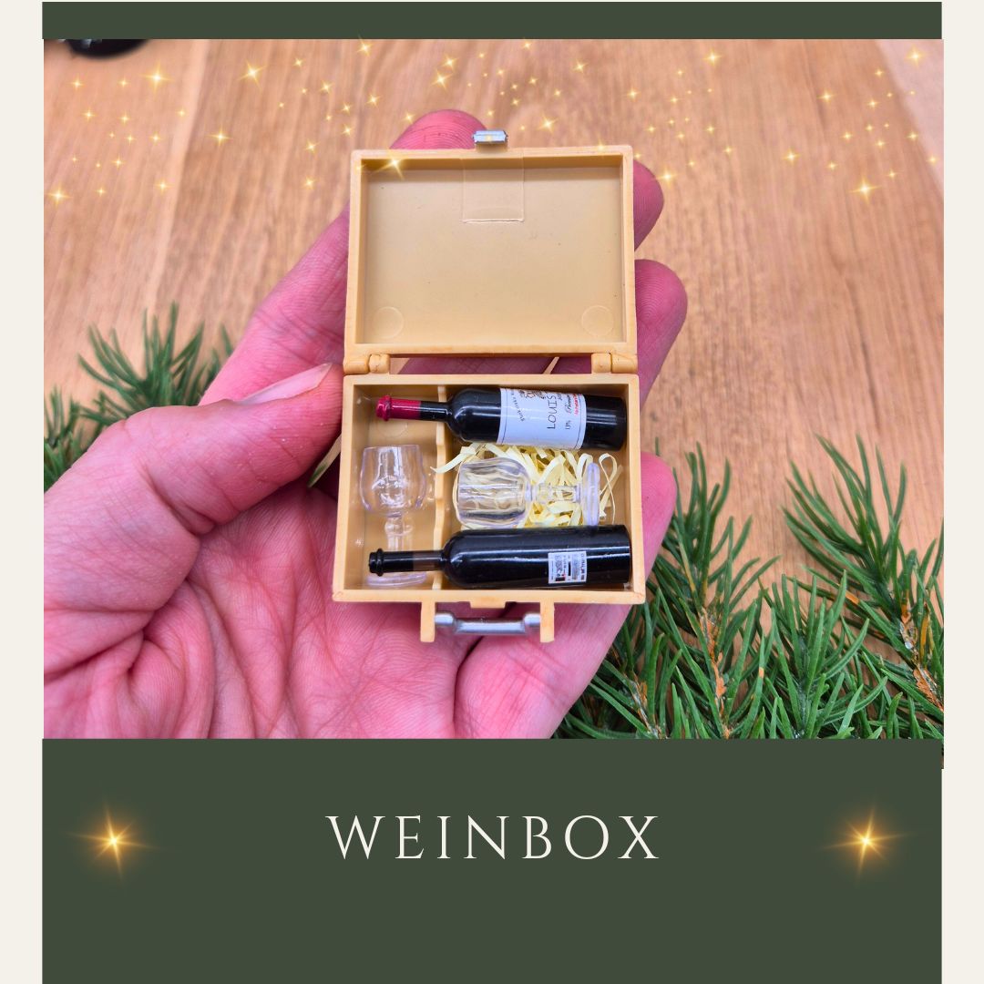 Miniatur-Weinbox im Koffer – Edles Wichtel-Zubehör