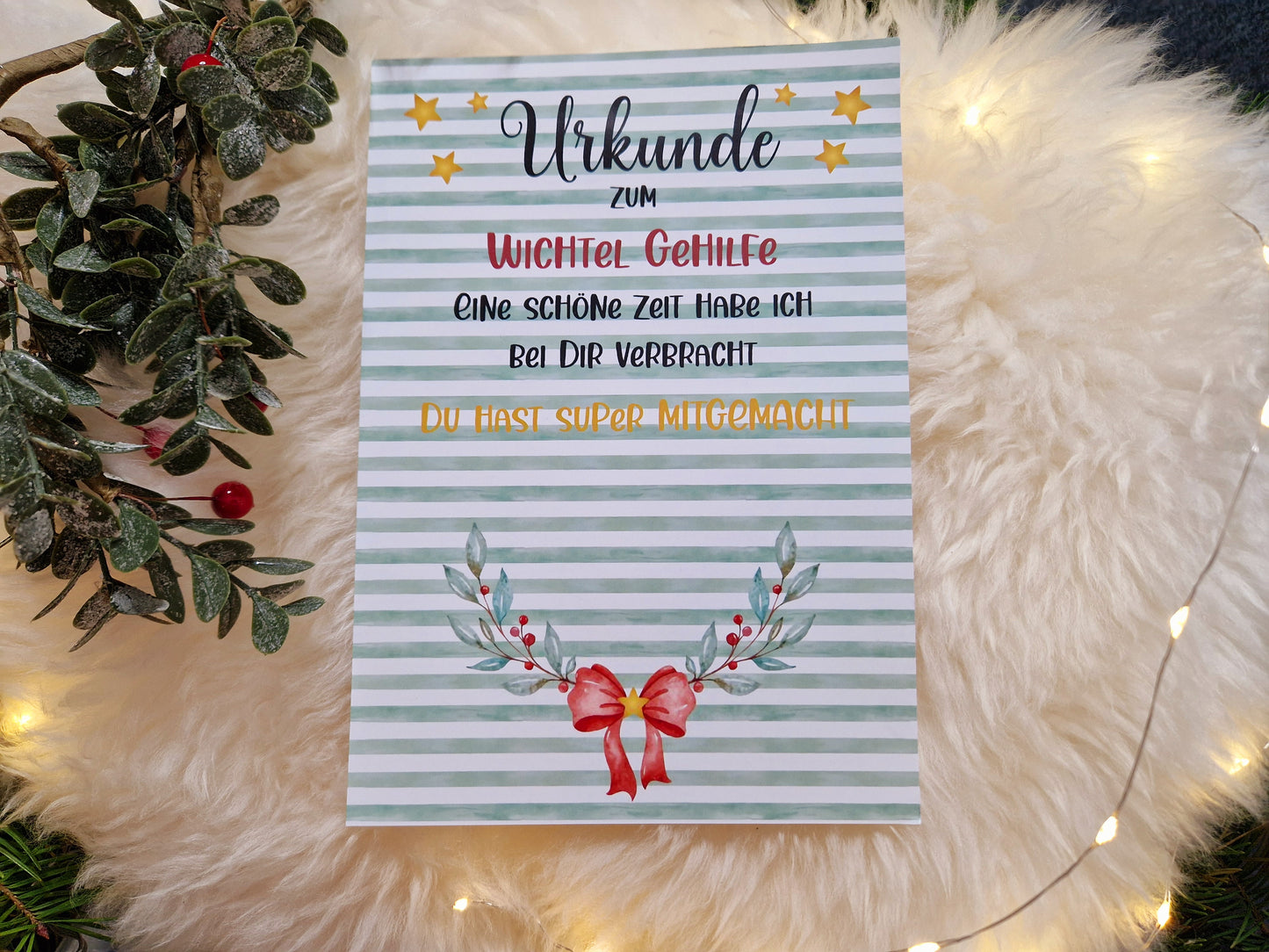 Wichtelgehilfe Urkunde  mit Ansteckbutton
