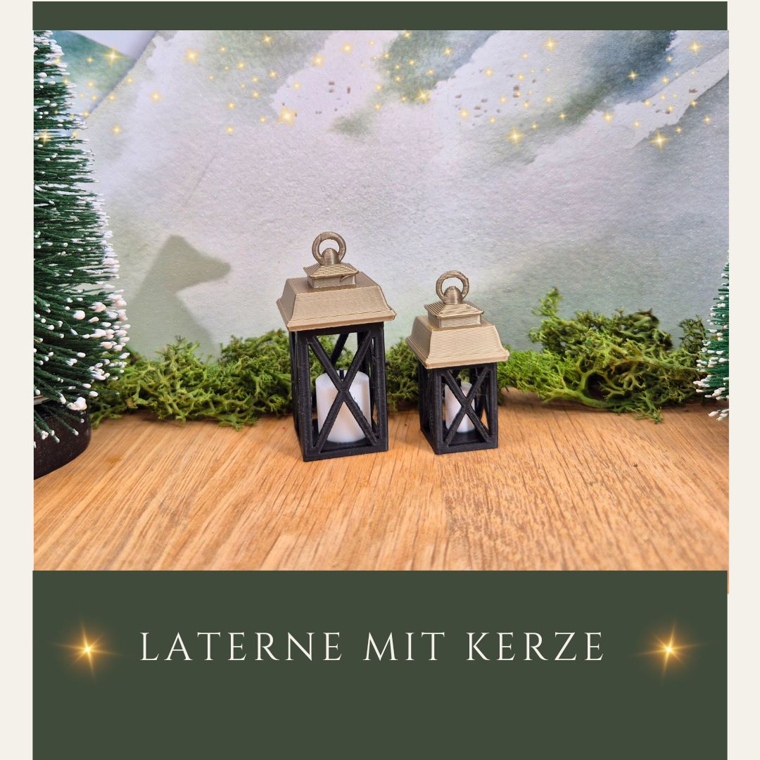 Miniatur-Laterne mit Kerze in 4 Farbvarianten