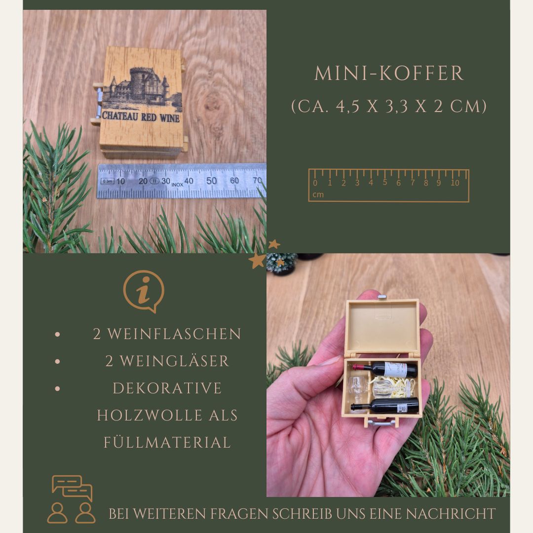 Miniatur-Weinbox im Koffer – Edles Wichtel-Zubehör