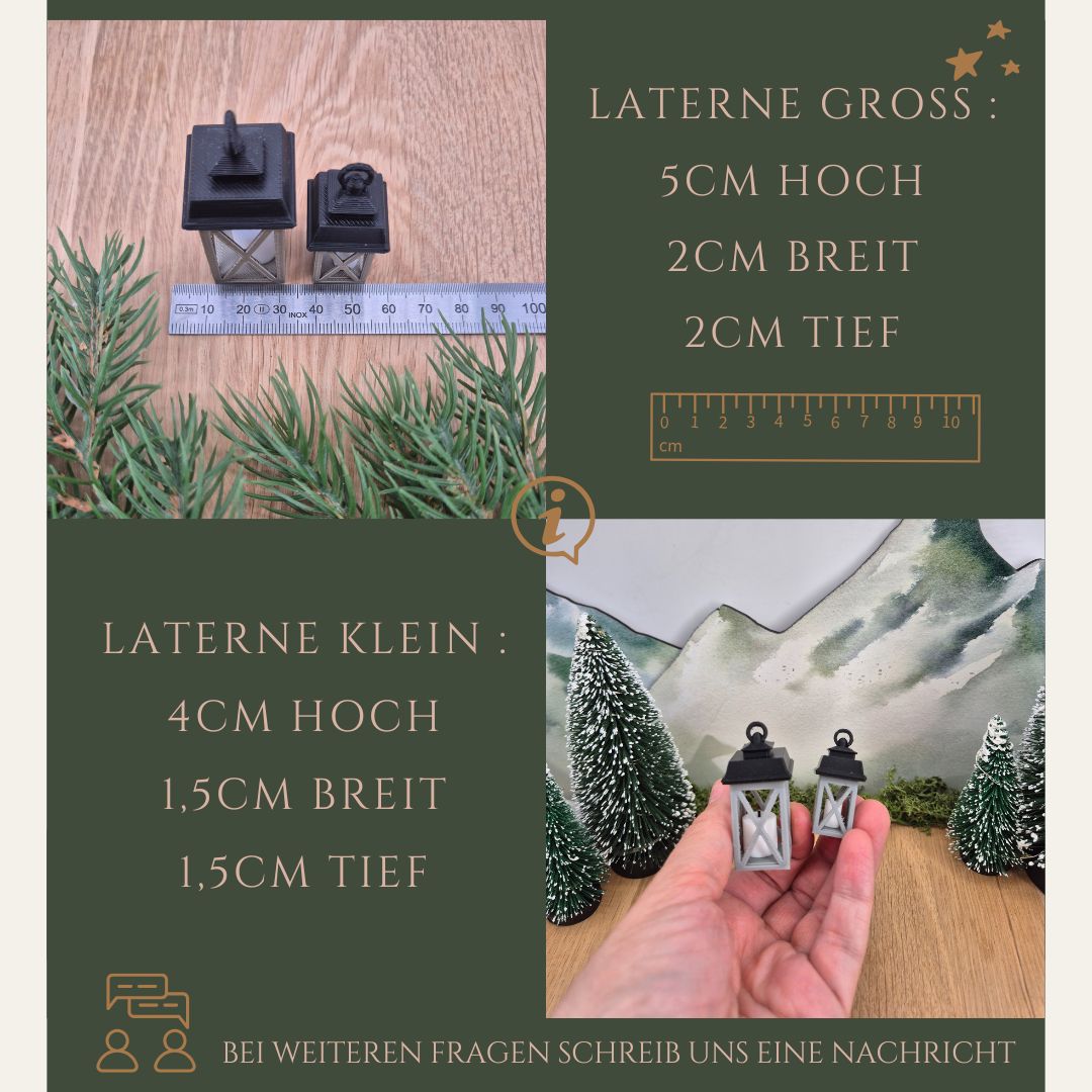 Miniatur-Laterne mit Kerze in 4 Farbvarianten