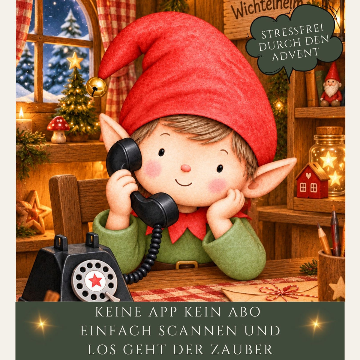 Wichteltelefon mit NFC – 24 tägliche Wichtelgeschichten vom 1.–24. Dezember