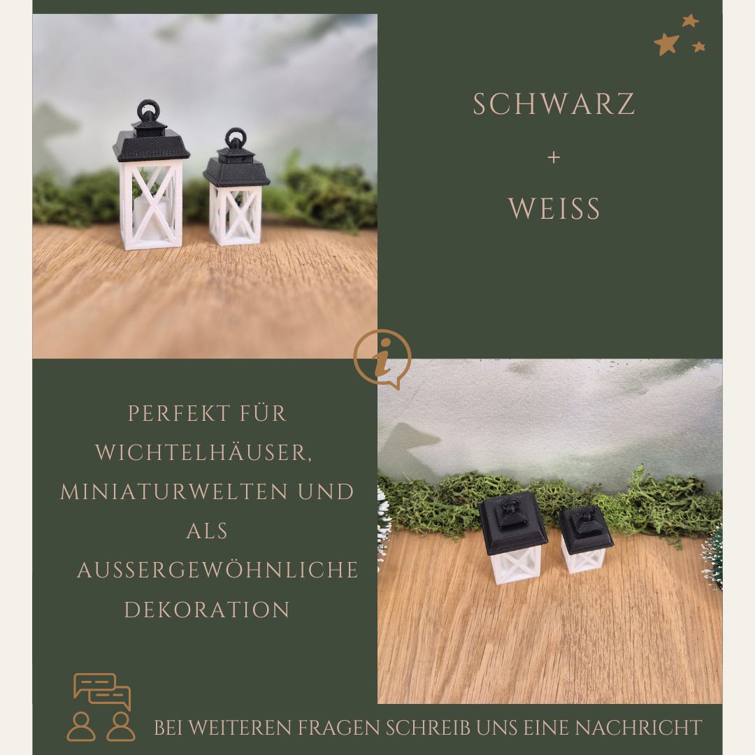 Miniatur-Laterne mit Kerze in 4 Farbvarianten