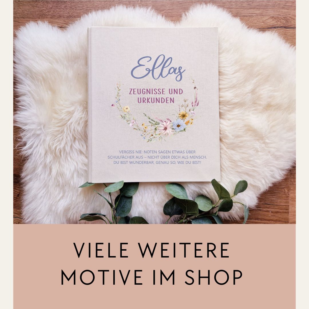 Zeugnismappe mit Blumenmuster