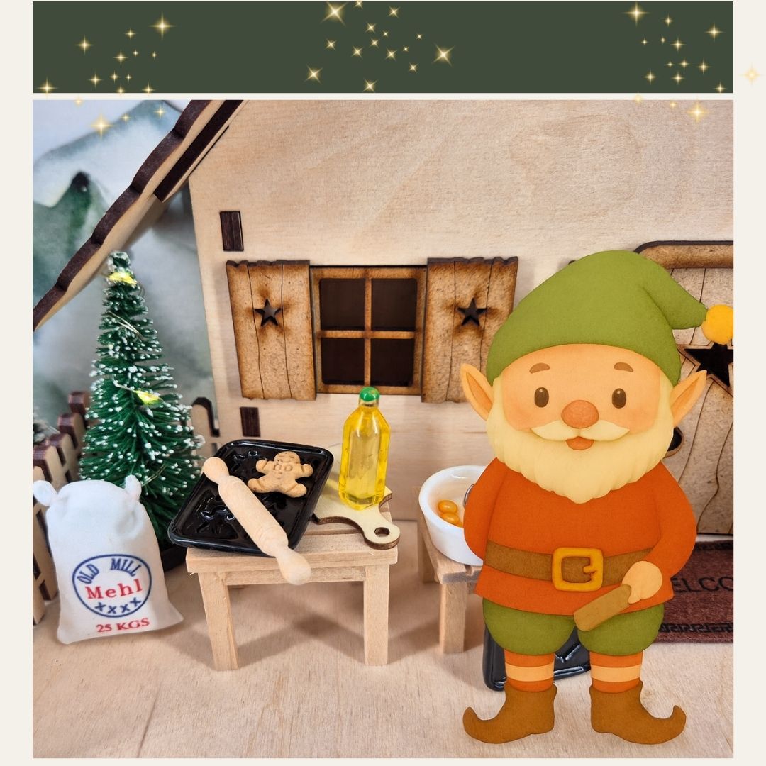 Wichtels Backzubehör- 8-teiliges Miniatur-Set für die Weihnachtsbäckerei
