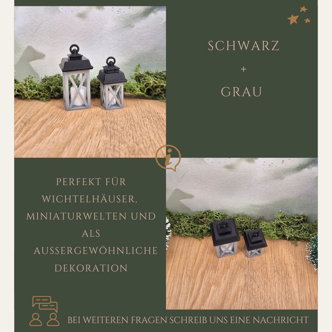Miniatur-Laterne mit Kerze in 4 Farbvarianten