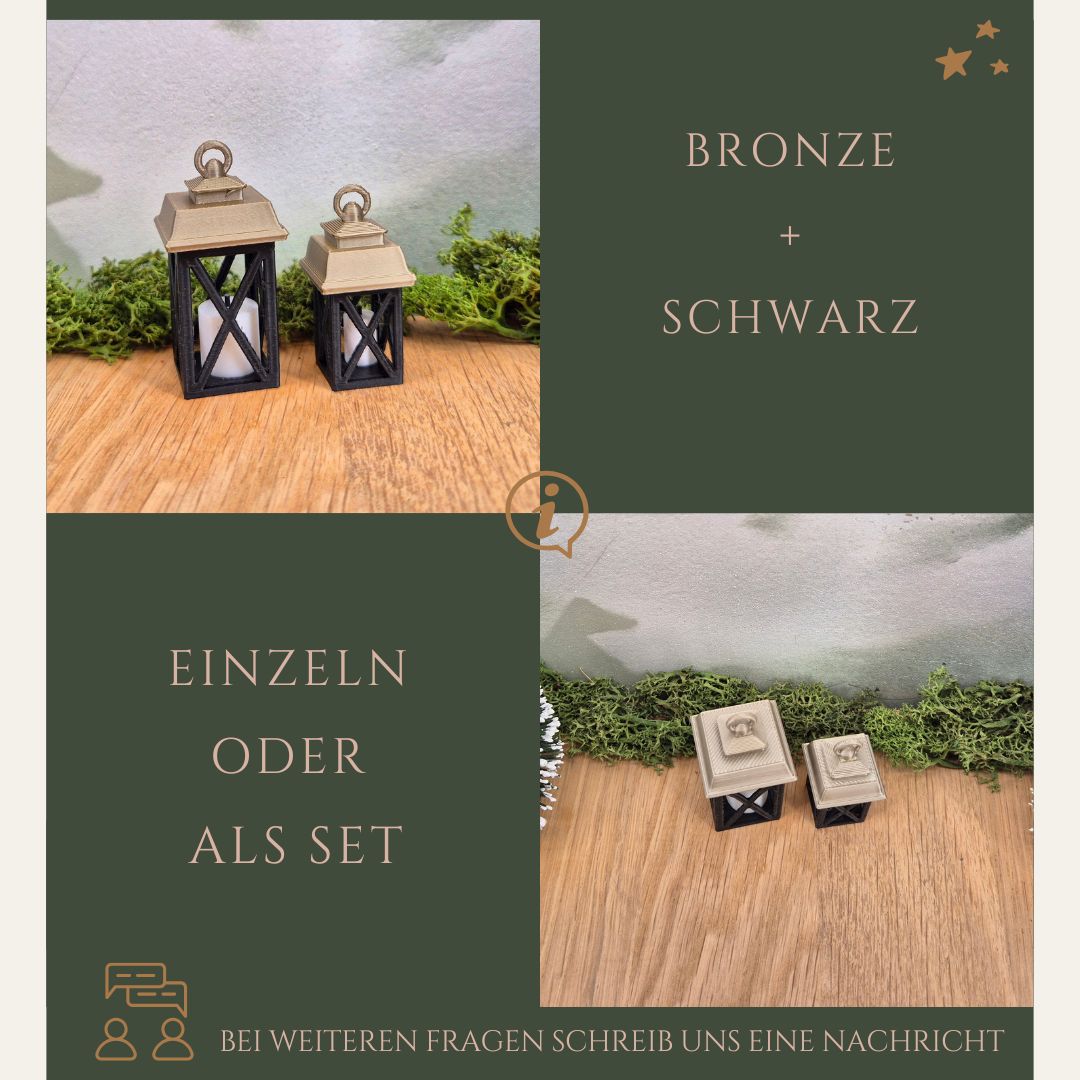 Miniatur-Laterne mit Kerze in 4 Farbvarianten