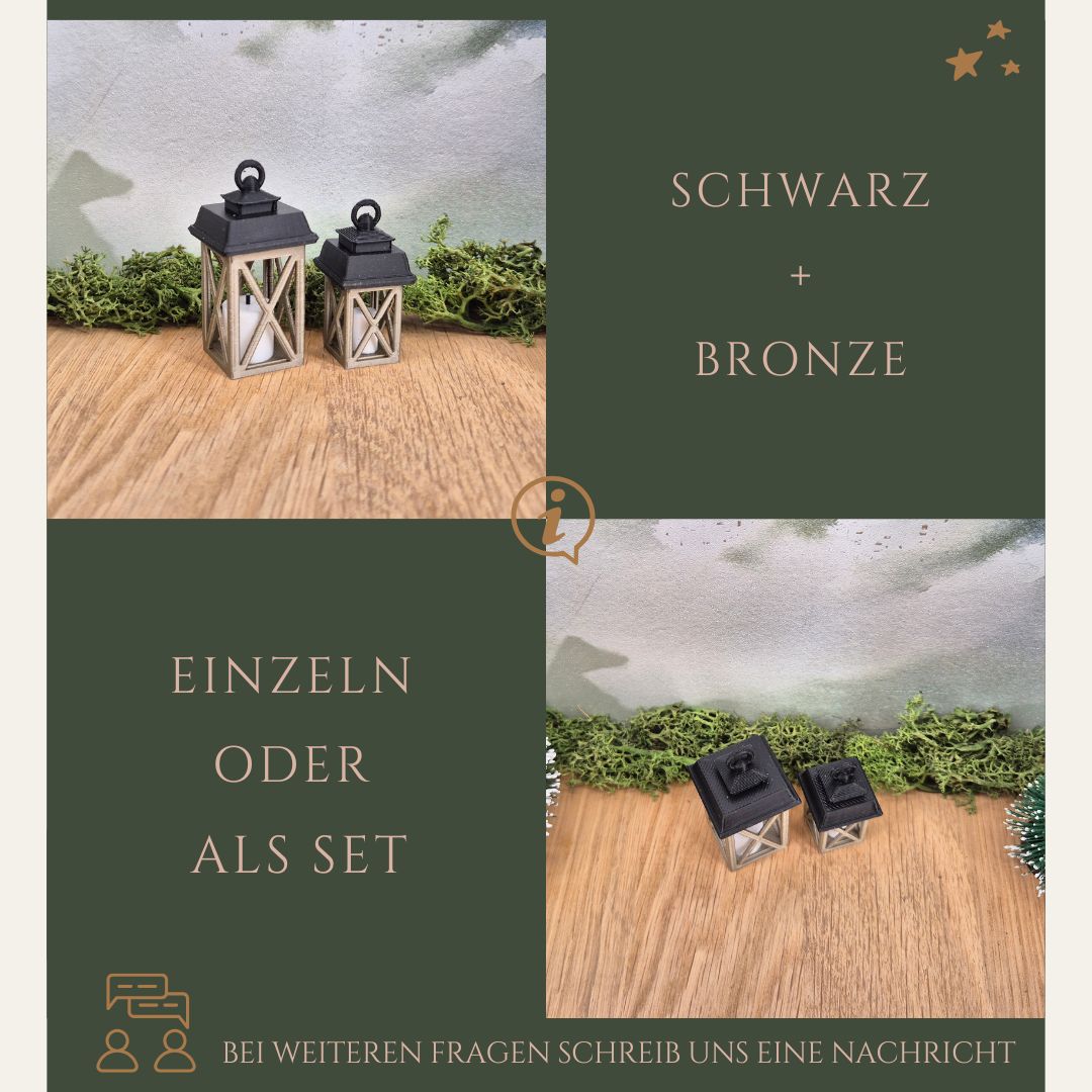 Miniatur-Laterne mit Kerze in 4 Farbvarianten