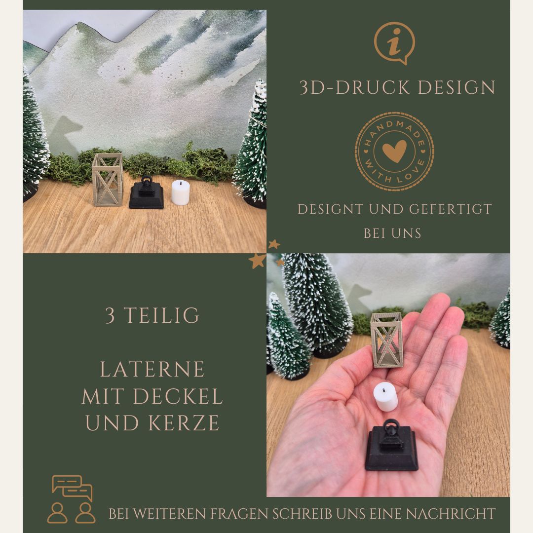 Miniatur-Laterne mit Kerze in 4 Farbvarianten