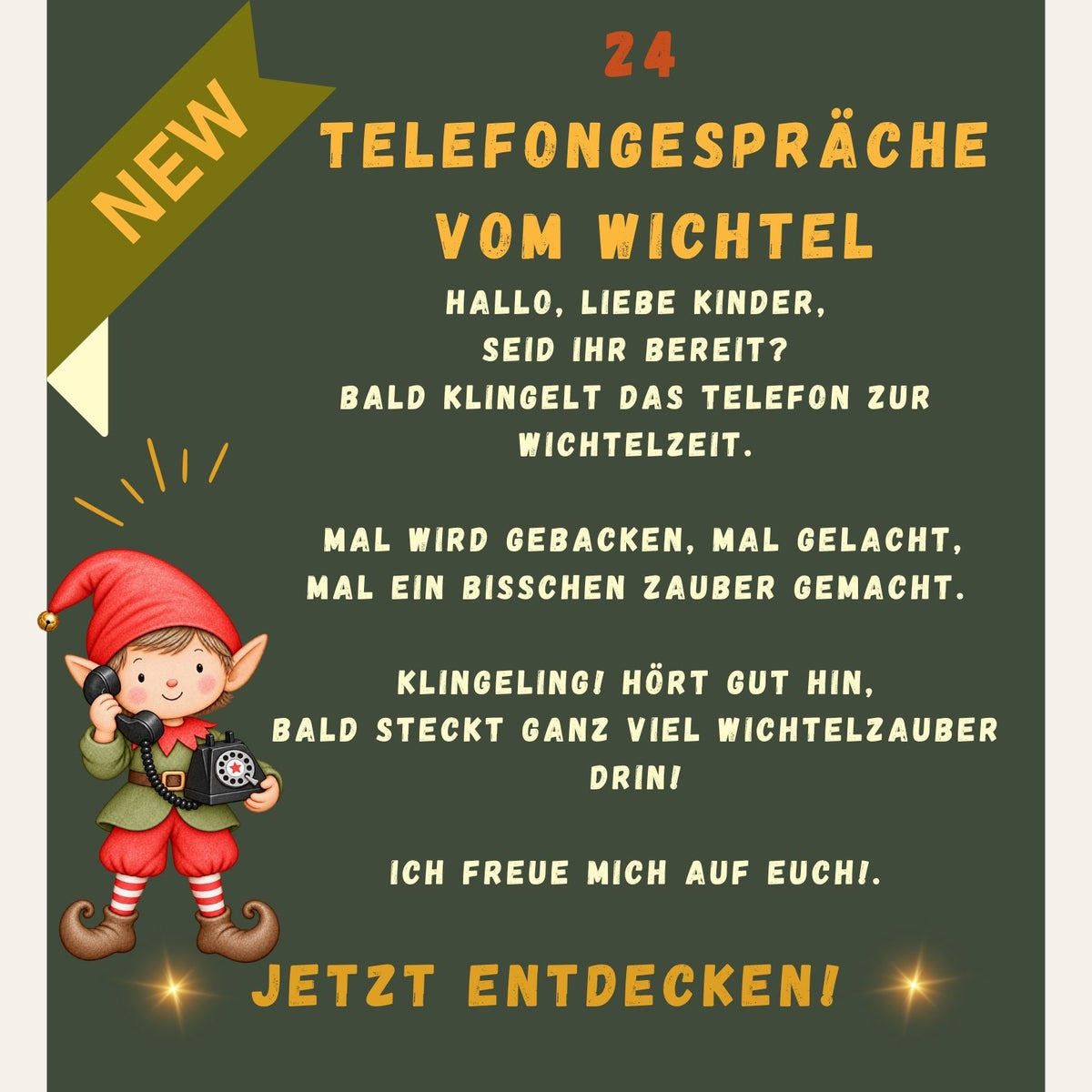 Wichteltelefon mit NFC – 24 tägliche Wichtelgeschichten vom 1.–24. Dezember