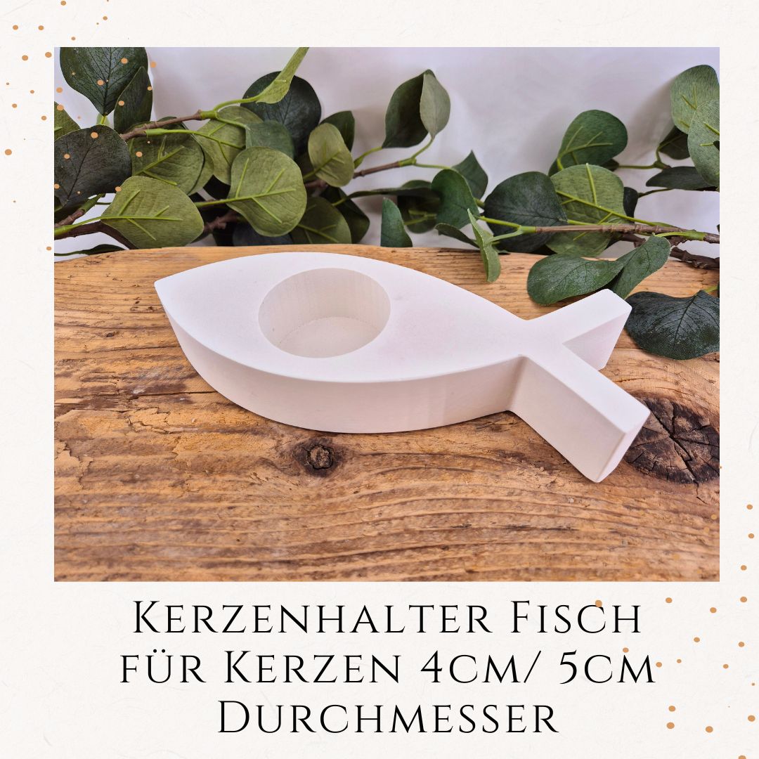 Kerzenhalter Fisch weiß
