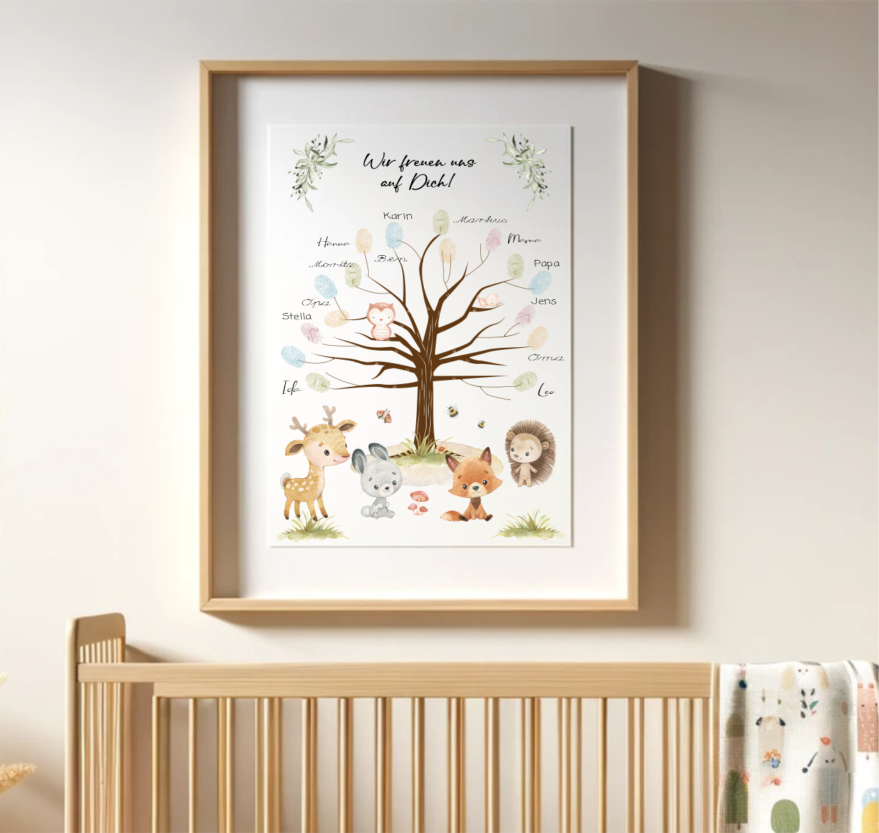 Fingerprint Gästebuch Babyparty - Motiv Waldtiere