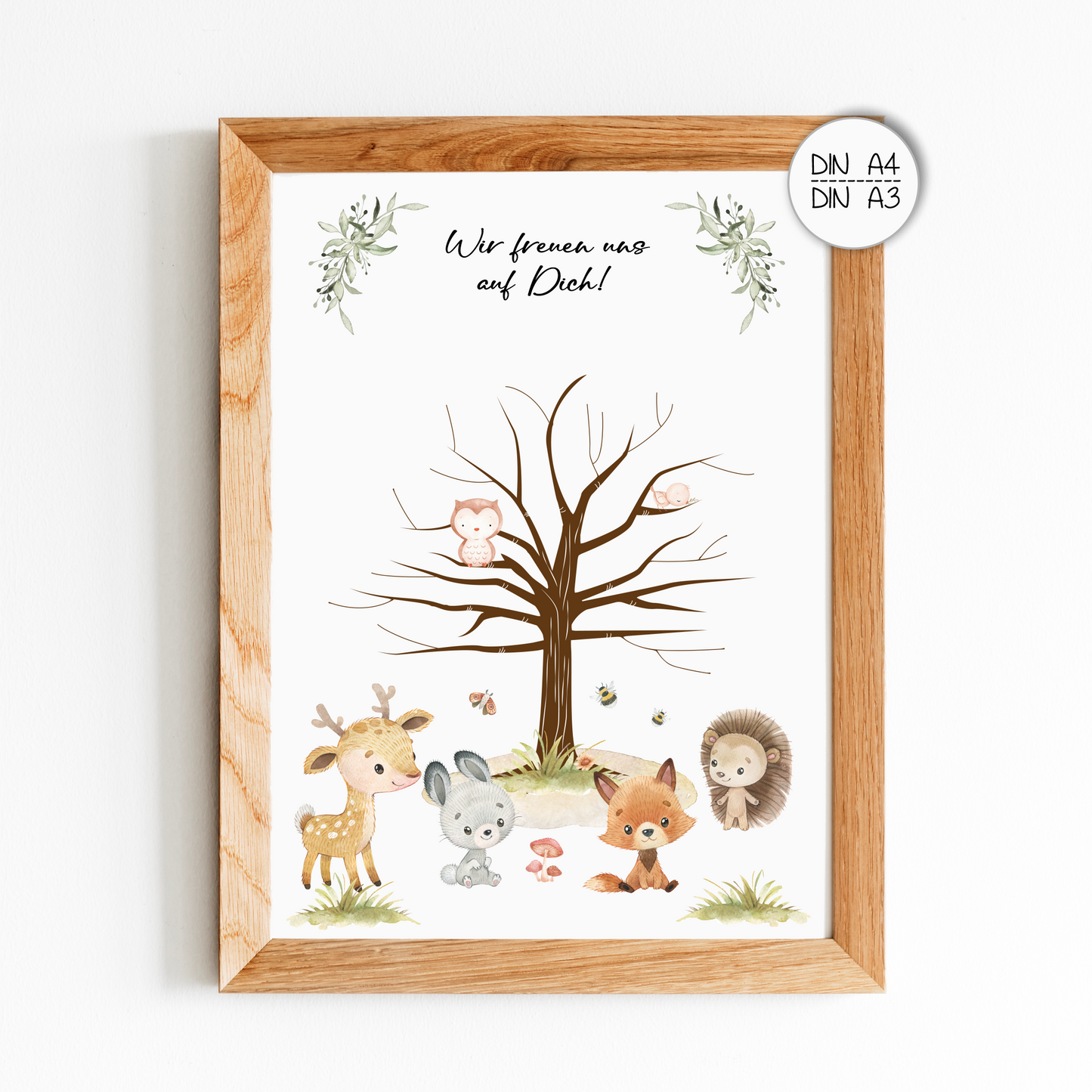 Fingerprint Gästebuch Babyparty - Motiv Waldtiere