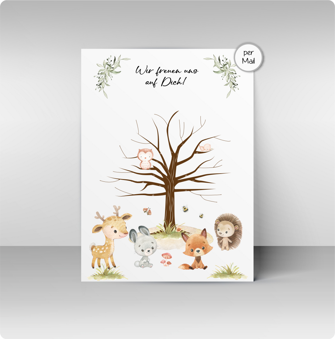 Fingerprint Gästebuch Babyparty - Motiv Waldtiere