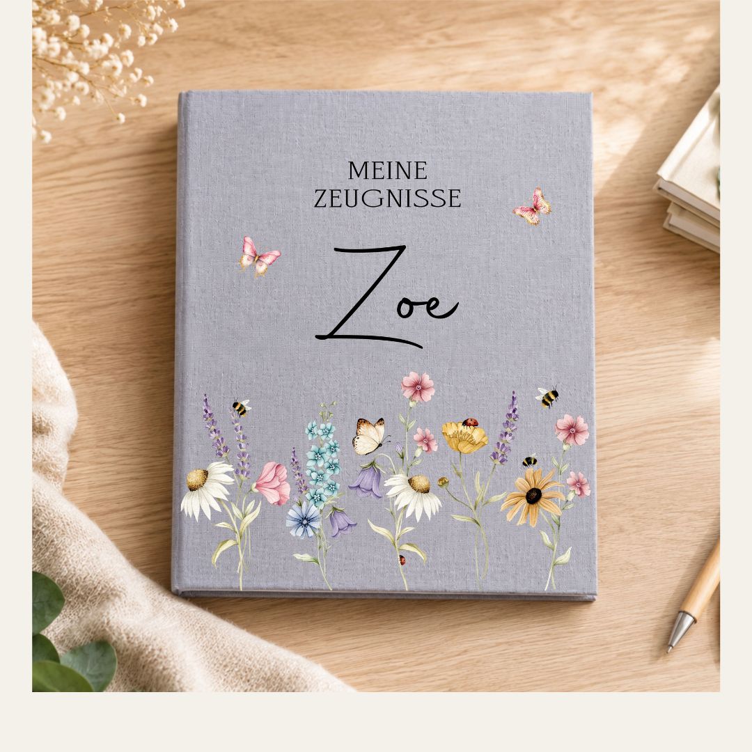 Zeugnisordner Personalisierter Blumenwiese